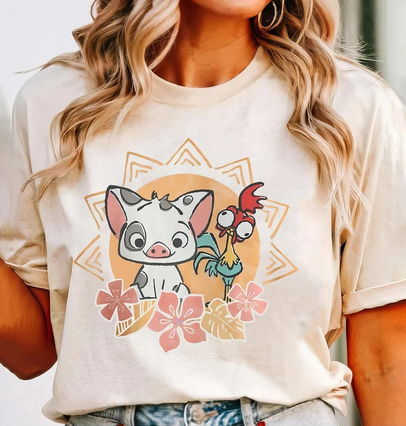 Hei Hei And Pua Floral Shirt, Moana Princess T-shirt