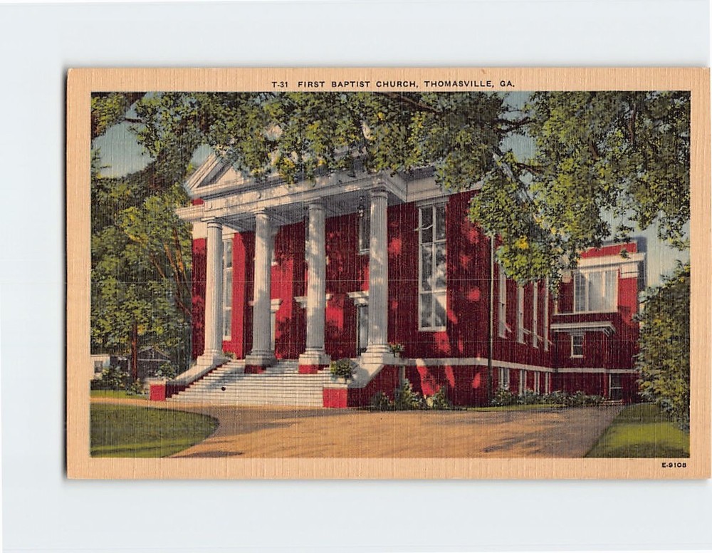 Postcard First Baptist Church Thomasville Georgia USA