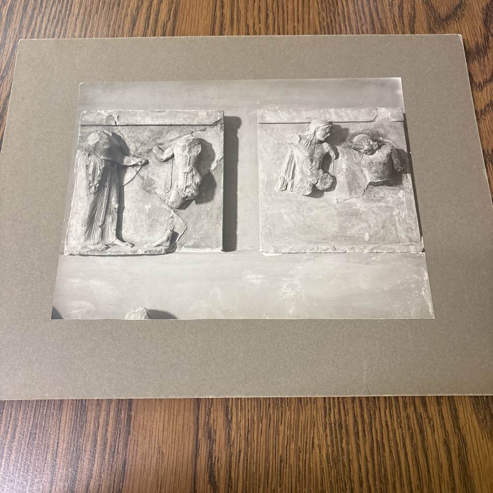 Vintage Greek Sculpture Metopes from Treasury Of Athenians Mounted Photo Delphi