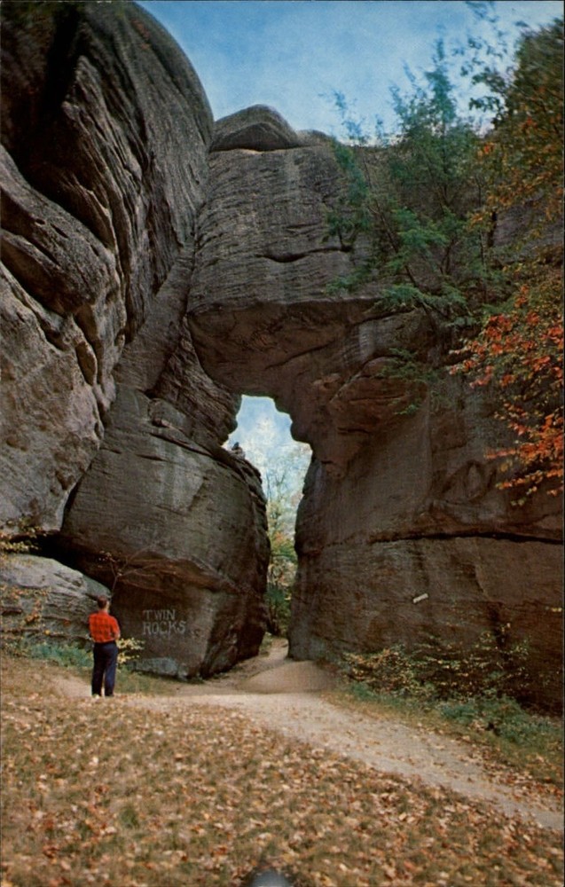 Three Sisters Rocks ~ Rock City Park between Olean NY & Bradford PA  postcard