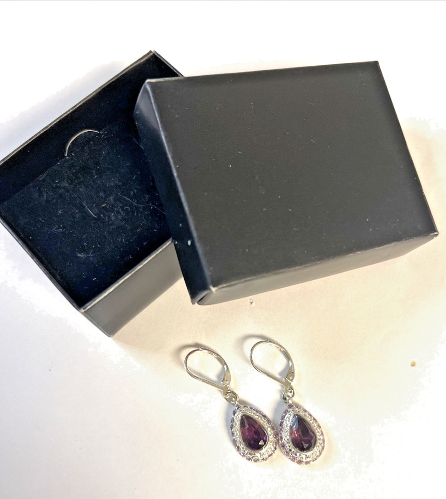 Vintage Nina Ricci for Avon Purple Dangling  Earrings New in Box