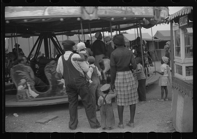 Photo:Greensboro Georgia Greene County Fair 1941 Carousel Ride Crowd