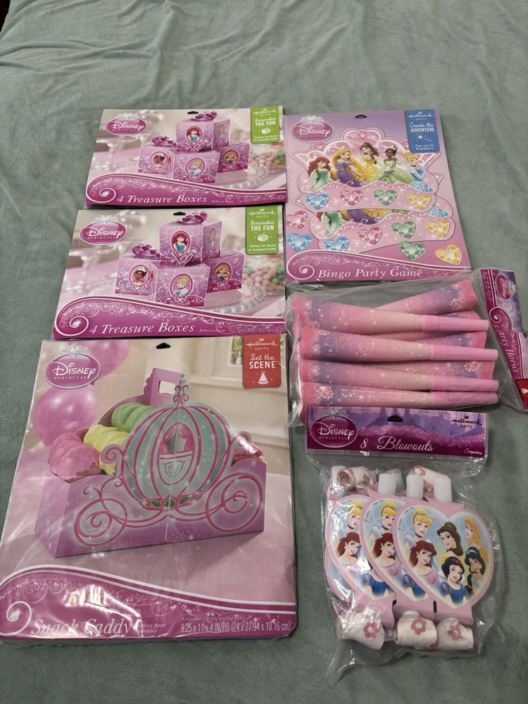 Vintage LotDisney Princess Party Supplies Hallmark NEW Bingo Game Carriage Horns