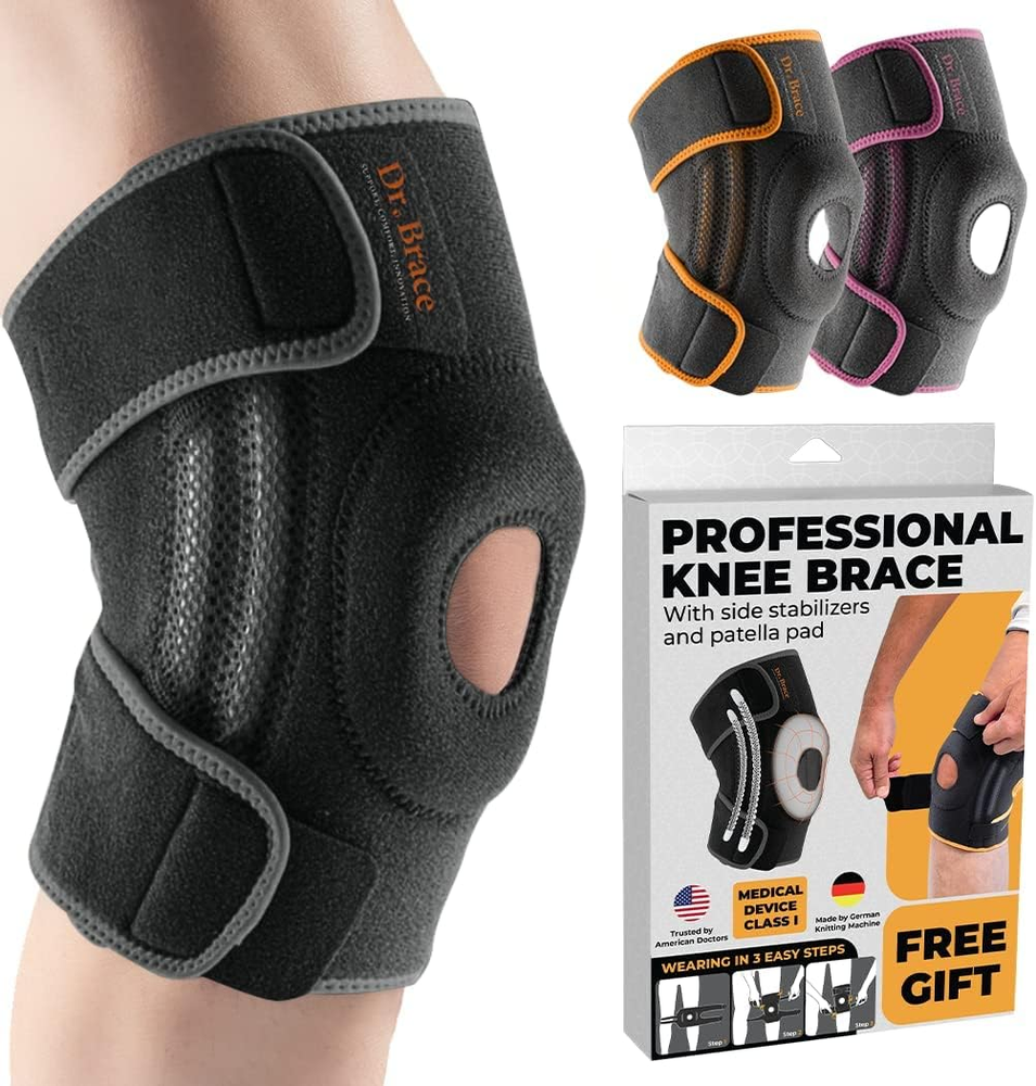 Elite Knee Brace with Side Stabilizers & Patella Gel for Knee Pain Relief
