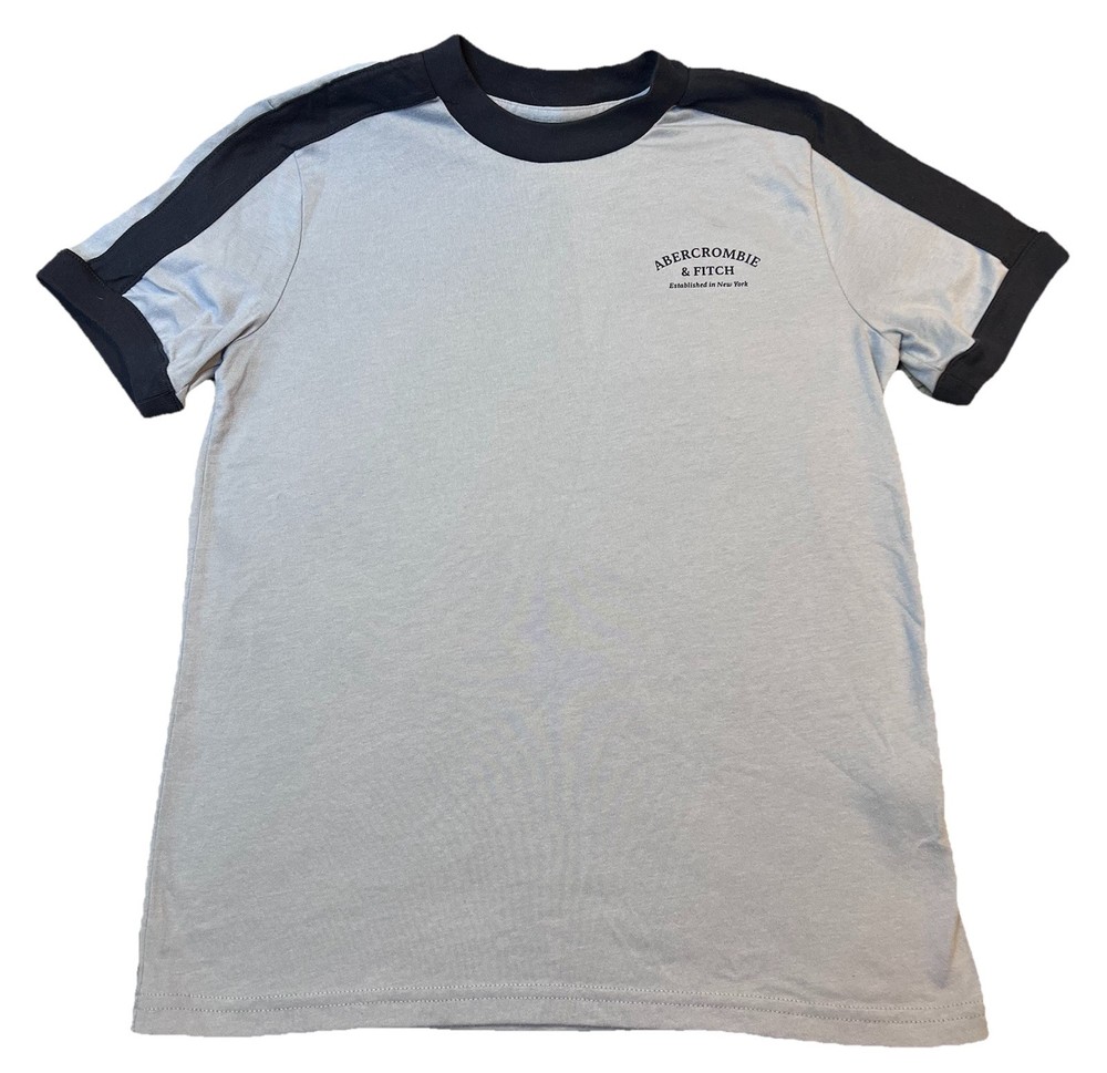 Abercrombie & Fitch Shirt Sleeve Ringer T Shirt Boys Size 13/14 Light Blue