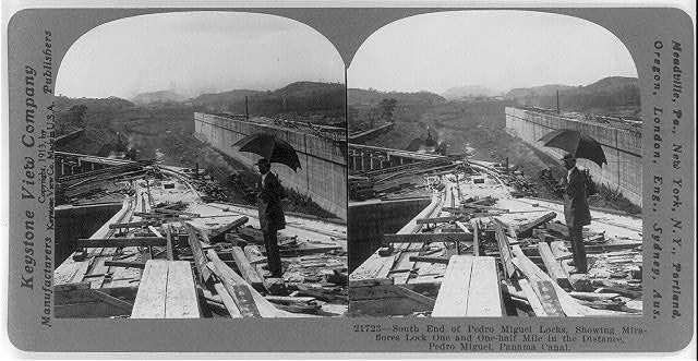 Photo of Stereograph,South End,Pedro Miguel Locks,Panama Canal,Miraflores Lock