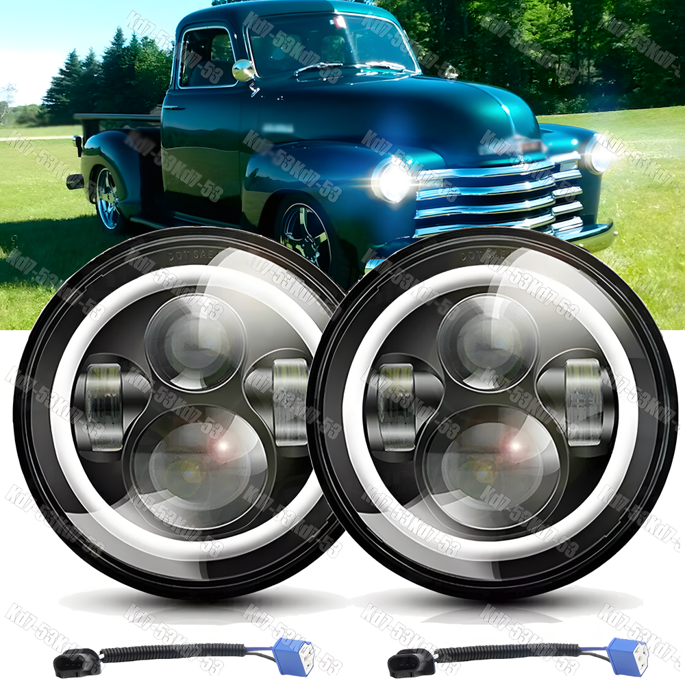 7-Inch Round LED Headlights Hi-Lo Beam for Chevy C20 C30 Pickup 1947-1974