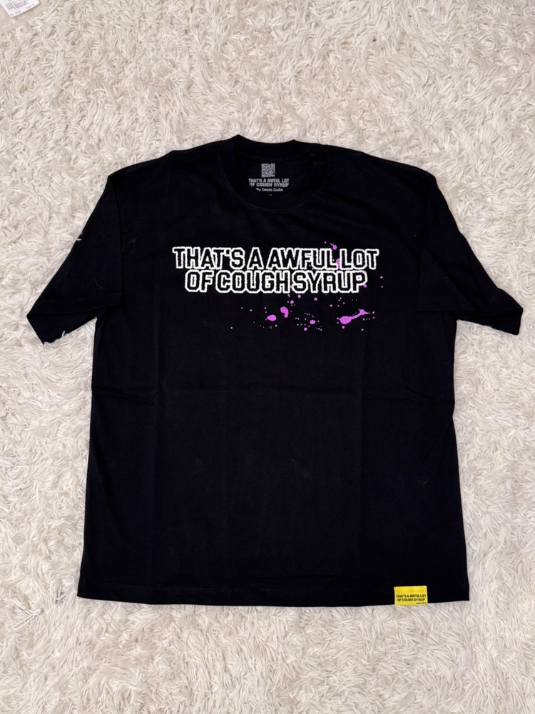 That's A Awful Lot of Cough Syrup Black Lean Splatter Tee Size Large New