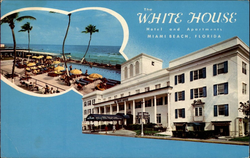 Miami Beach Florida White House Hotel pool 1973 to Lancaster PA vintage postcard