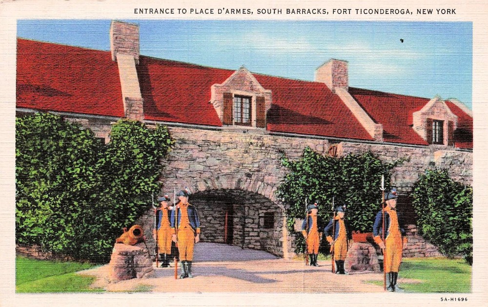 Lake Champlain NY New York Military Fort Ticonderoga Barracks Vtg Postcard G33