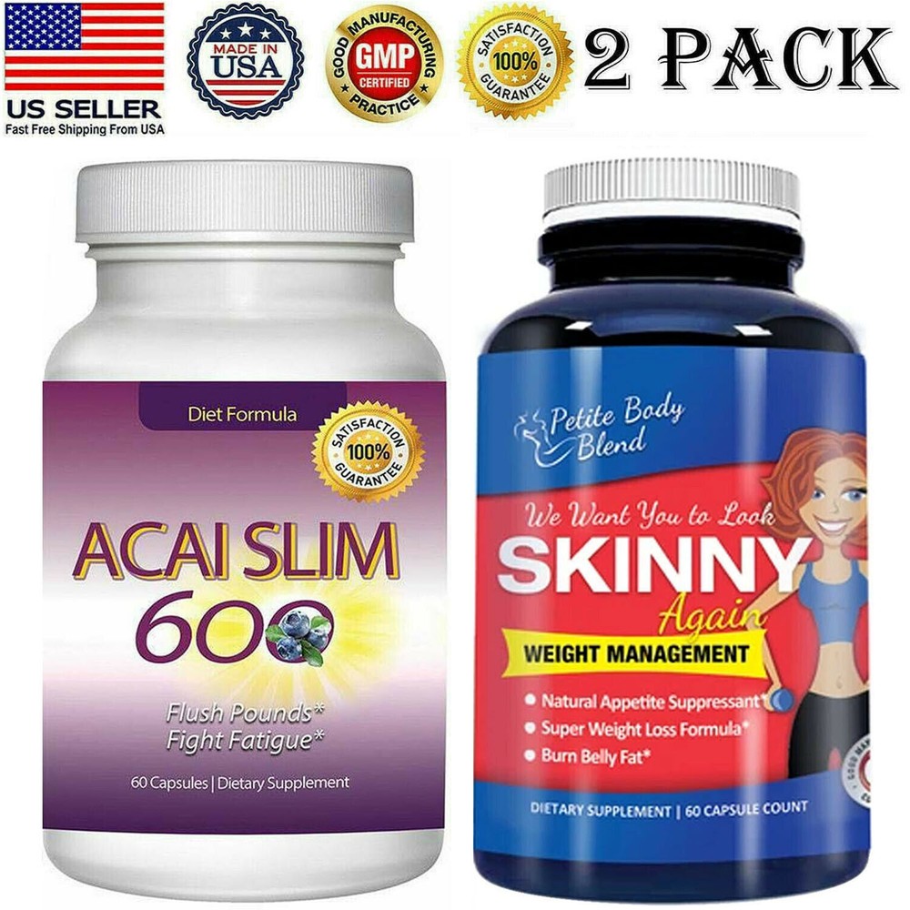 Acai Berry & Skinny Again Fat Burner Weight Management Appetite Control Capsules-image