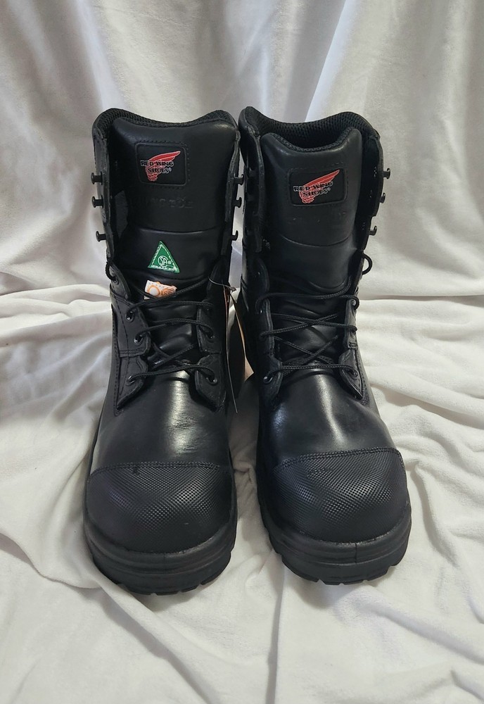 Red Wing 8 Inch Black Work Boots Style 3512 Size 12 Durable Safety Shoes