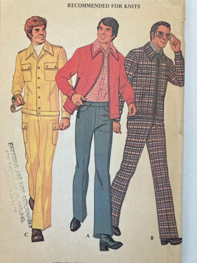 McCall’s Sewing Pattern 3440 Men's Leisure Suit Jacket Pants Sz 36 Uncut 1972