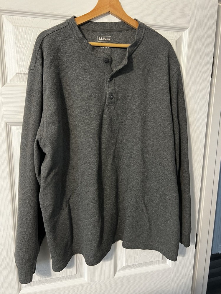 LL Bean Mens Shirt Unshrinkable Mini-Waffle Henley Size 2XL  Traditional Fit