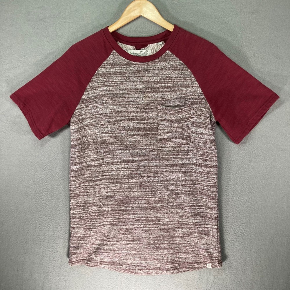 Sovereign Code Raglan T Shirt Mens Large Burgundy Pocket Crew Neck Soft