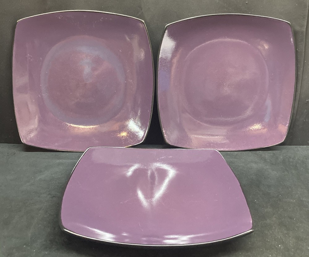 Gibson Home Square Purple Dinner Plates 11” Set of 3