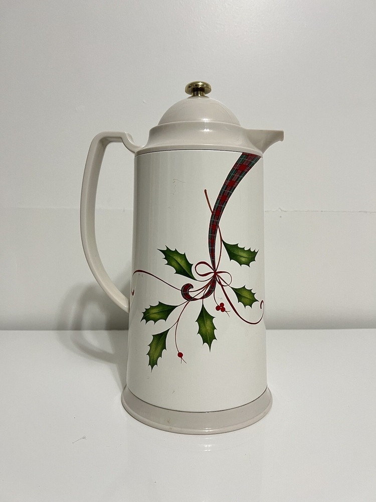Lenox Holiday Nouveau Thermal Plastic Carafe Holly berry Christmas Gold Accent-image