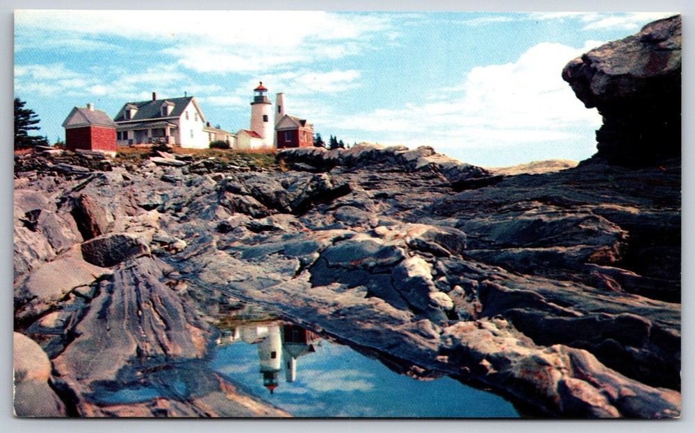 Maine~View Of Lighthouse @ Pemaquid Point From Tidewater Pool~Vintage Postcard