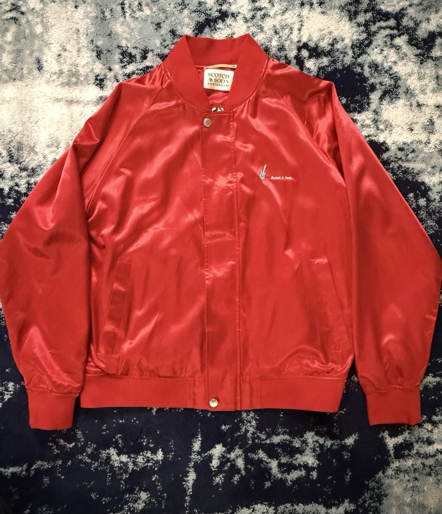 Scotch & Soda Amsterdam Red Satin Bomber Jacket XL Limited Edition “Free spirit”
