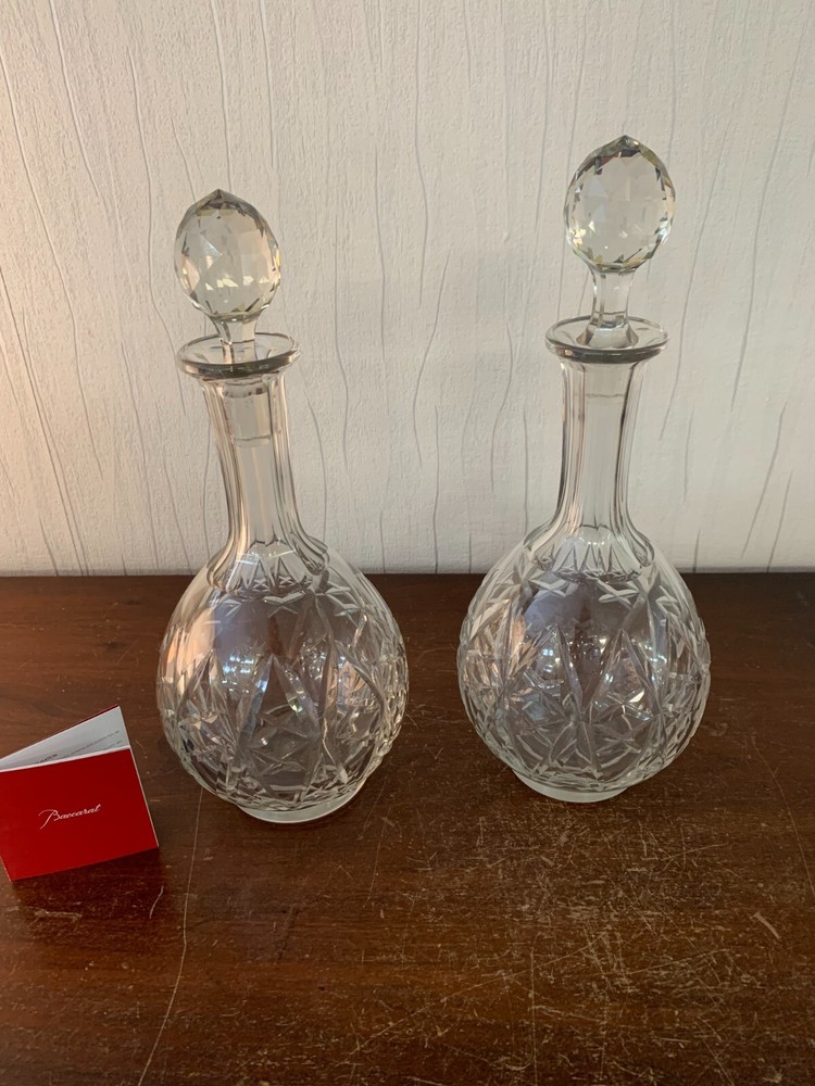 Set Of 2 Baccarat Crystal Wine Carafes (Price For The Pair)