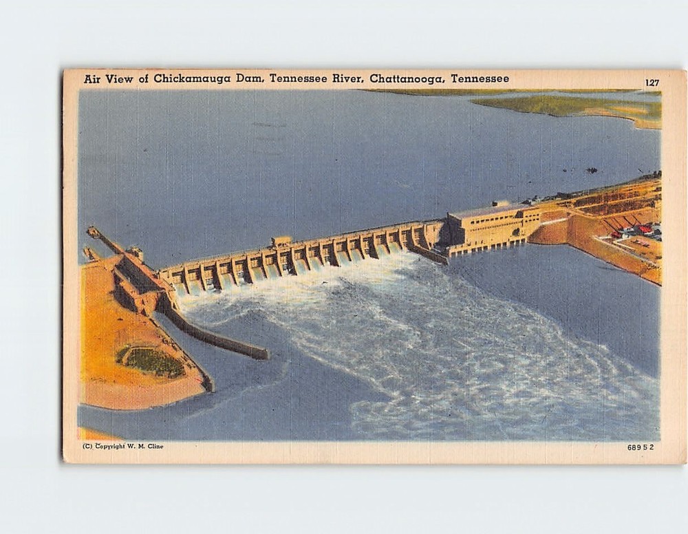 Postcard Air View Chickamauga Dam Tennessee River in Chattanooga Tennessee