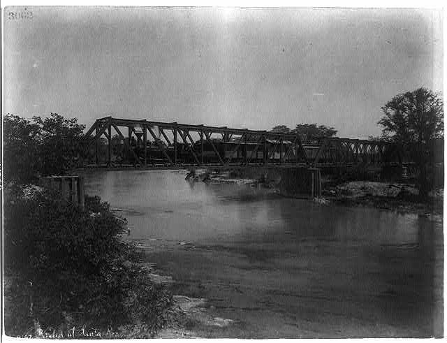 Bridge at Santa Rosa,Mexico,Train on bridge,1884-1885,by William Henry Jackson