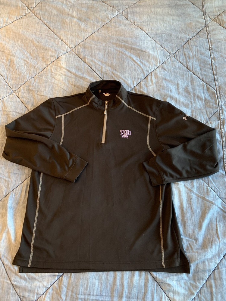 TCU Horned Frogs Under Armour Heat Gear 1/4 Zip Black Pullover Mens Size Medium
