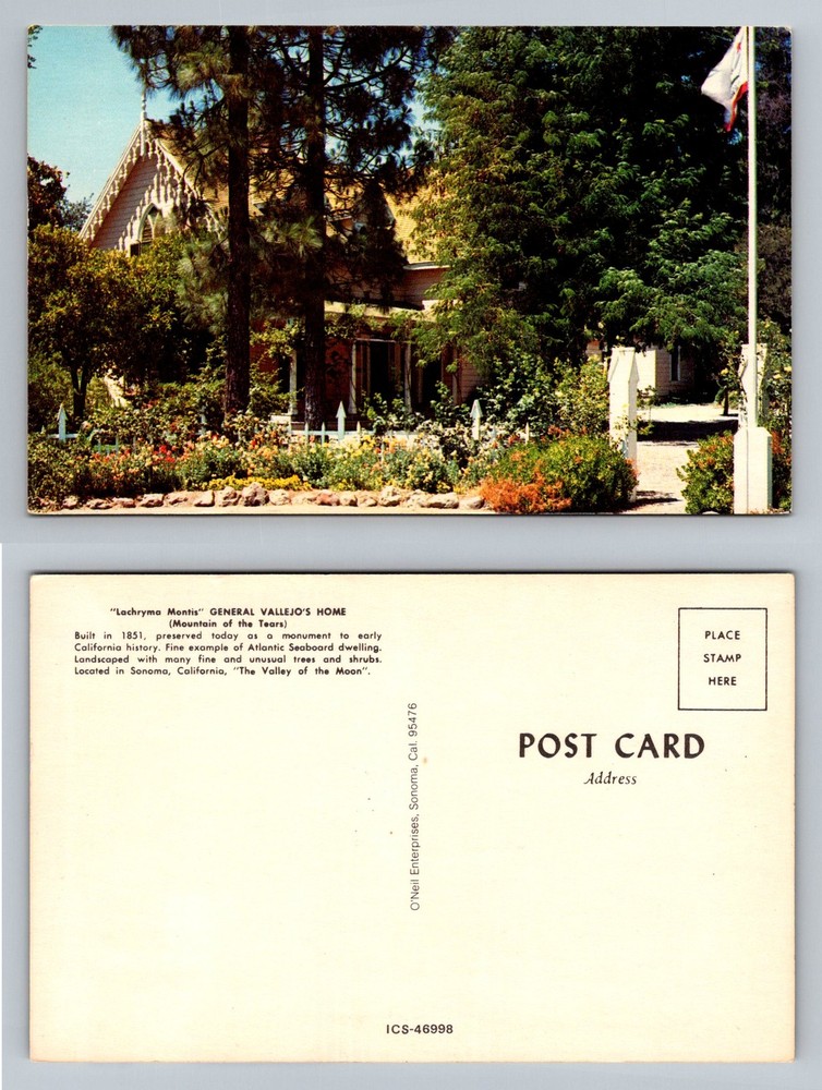 Sonoma, CA-California, Lachryma Montis General Vallejo's Home Vintage Postcard