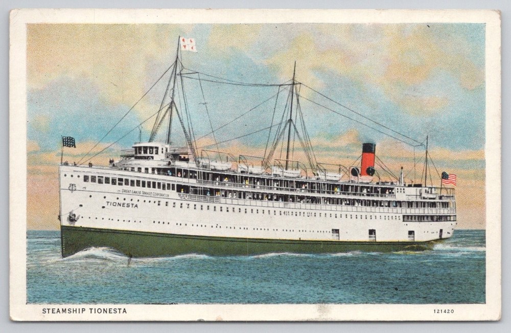 Steamship Tionesta Great Lakes Transit Corp Mackinac Island Postcard c1910s-20s