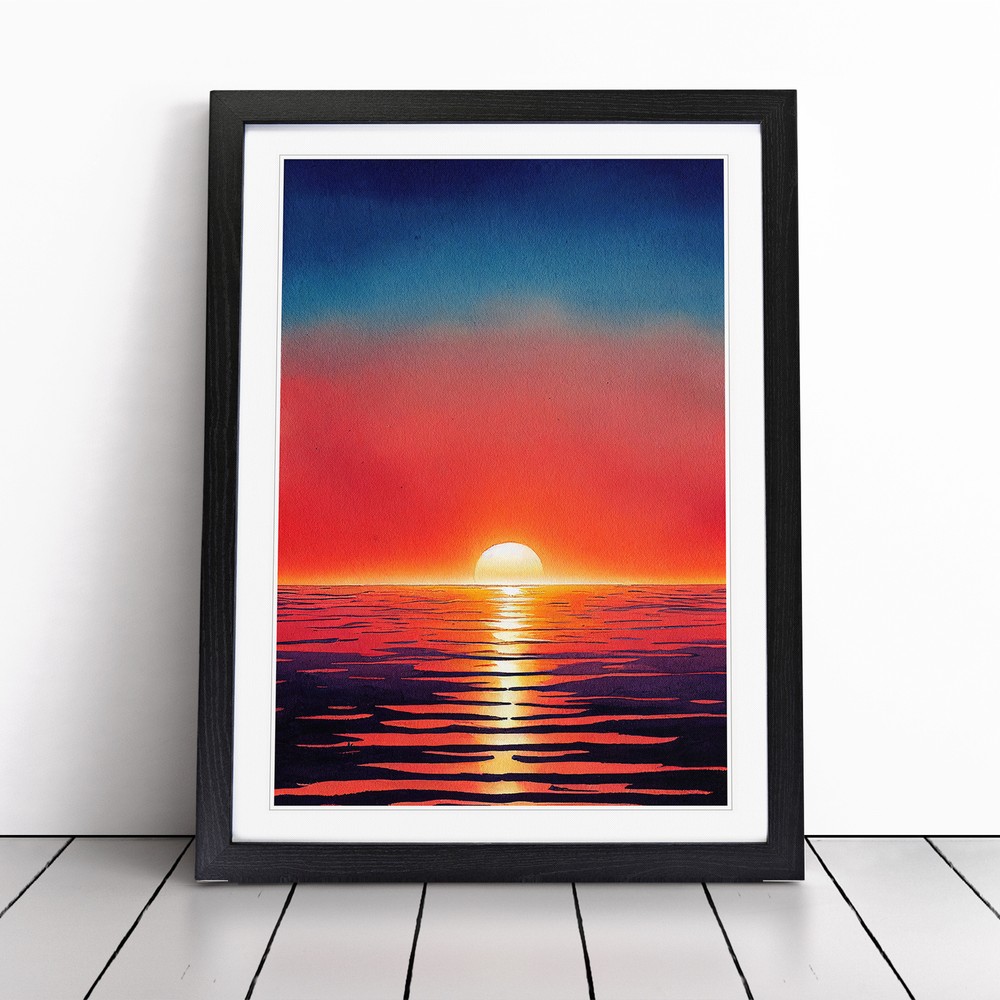 An Ocean Sunset No.7 Wall Art Print Framed Canvas Picture Poster Decor