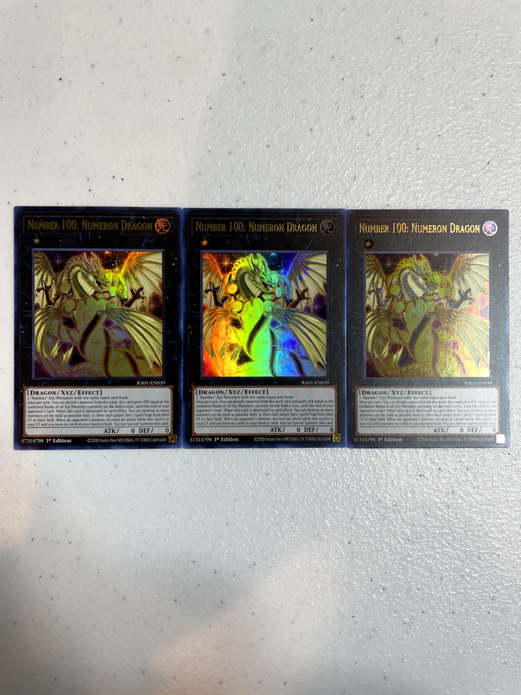 Yu-Gi-Oh Number 100 Numeron Dragon Ultra Rare Playset 3x RA01-EN039 RA01