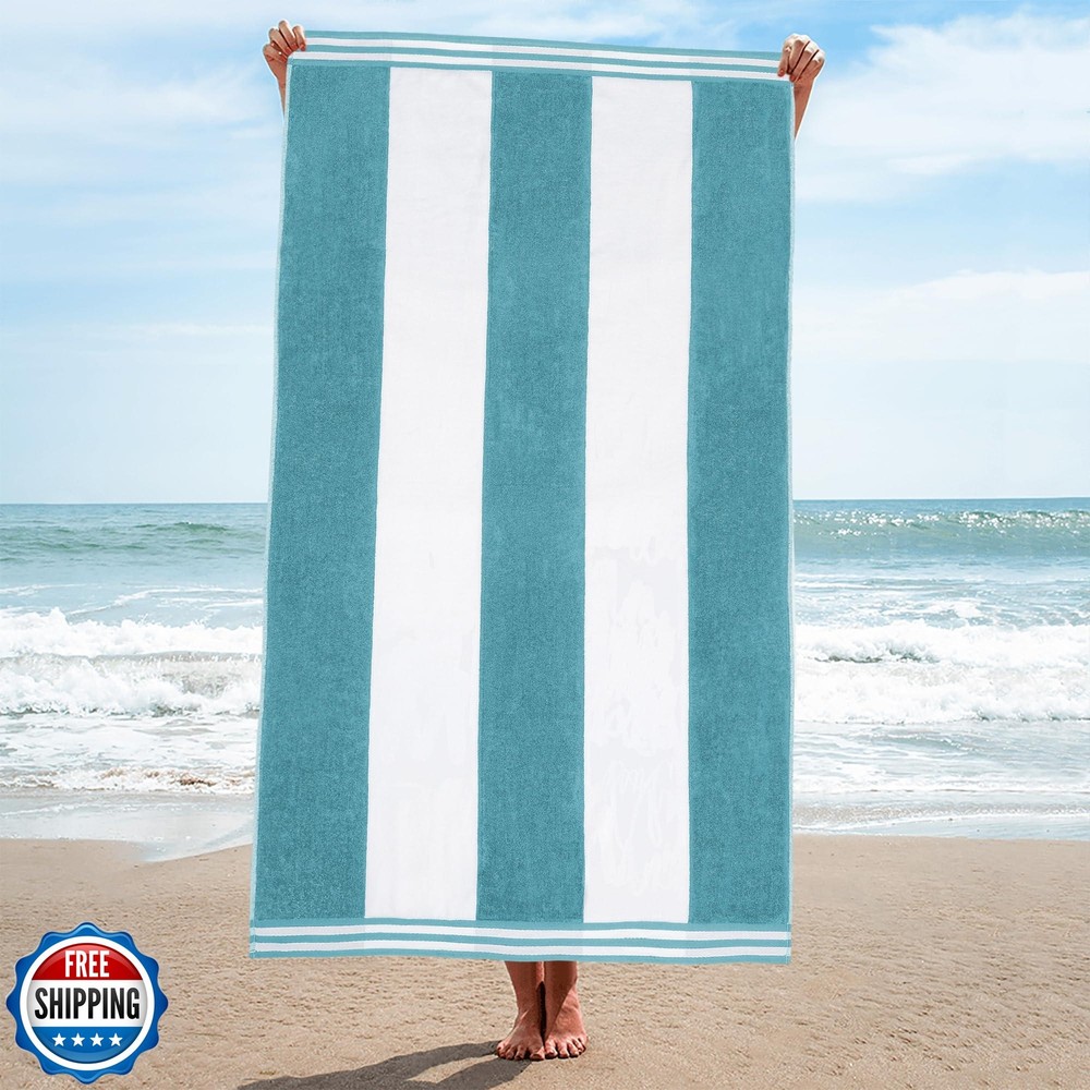 Premium Cotton Nautical Striped Beach Towels for Adults & Kids