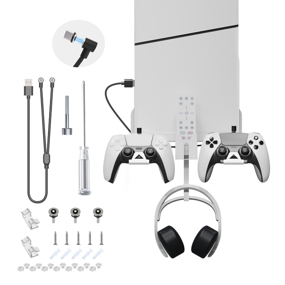 Wall Mount Bracket Support Holder Charging Cable Hook Part For PS5 Slim Console