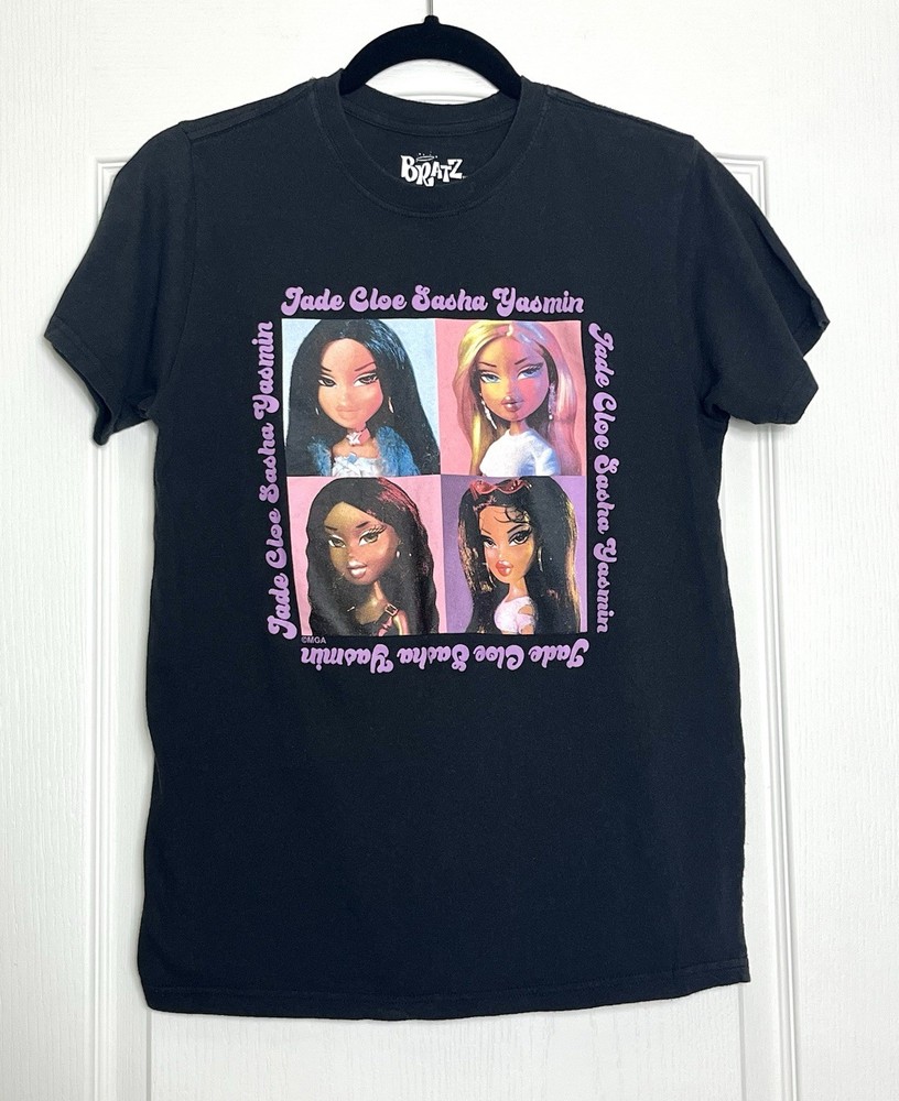 Bratz Dolls Women’s Sz S Jade Cloe Sasha Yasmin Portraits Tee Shirt Black Cotton
