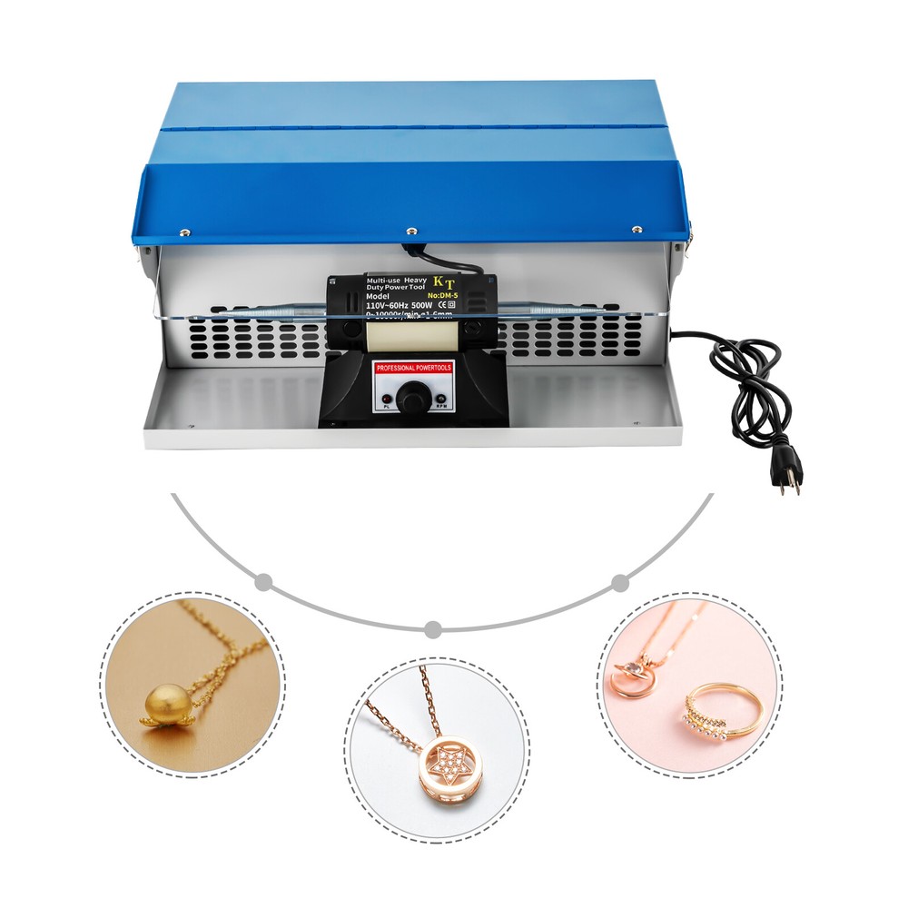 Tabletop Polishing Buffing Machine Jewelry Polisher Dust Collector W Light 200W