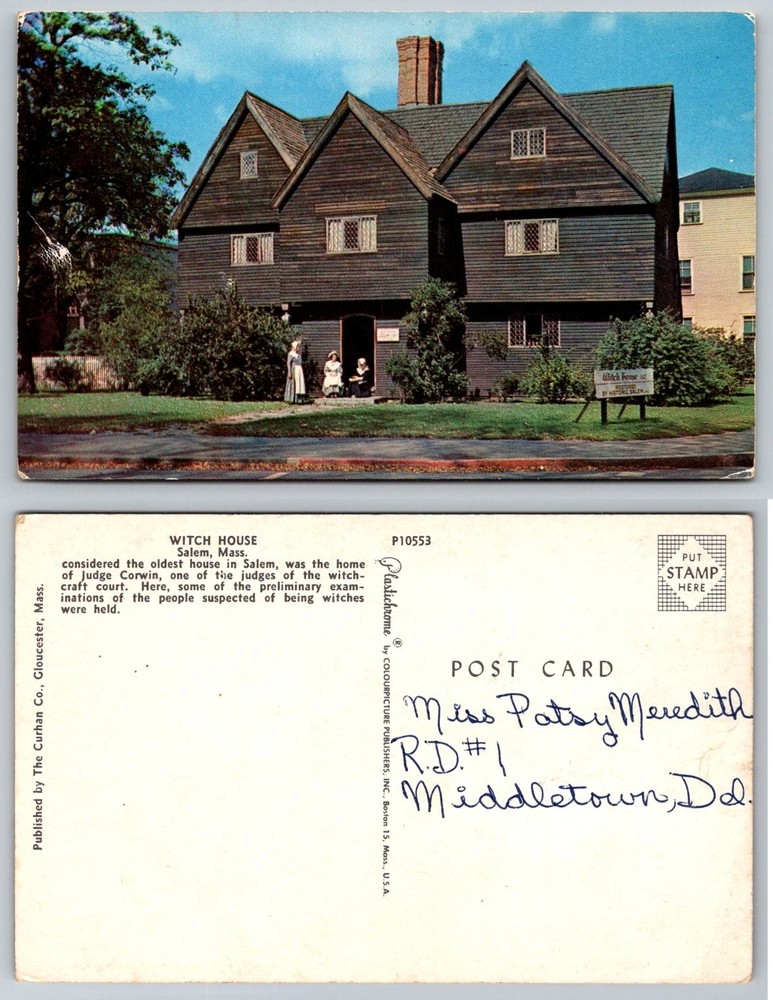 Witch House Salem MA Postcard Judge Corwin Colonial Plastichrome Unposted