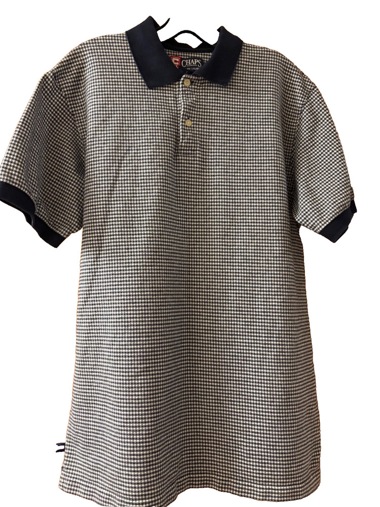 Size M Polo Ralph Lauren Polo Shirt Short Sleeve Black White Men 100% Cotton