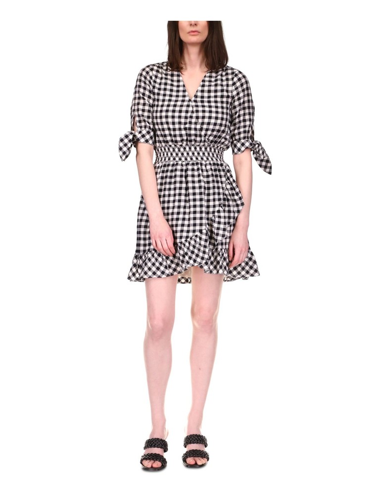 MICHAEL MICHAEL KORS Womens White Lined Tied Cuffs Hem Short Dress Petites P\XS
