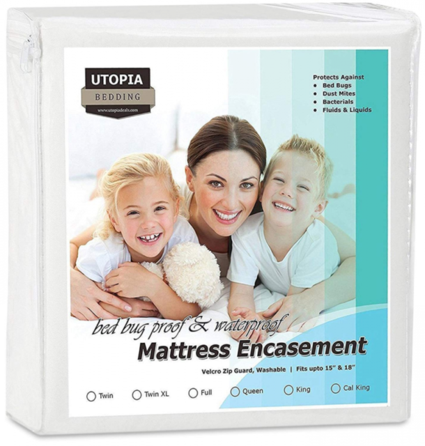 Utopia Bedding UB0037 Queen Mattress Encasement - Bed Bug Proof Waterproof White Protection