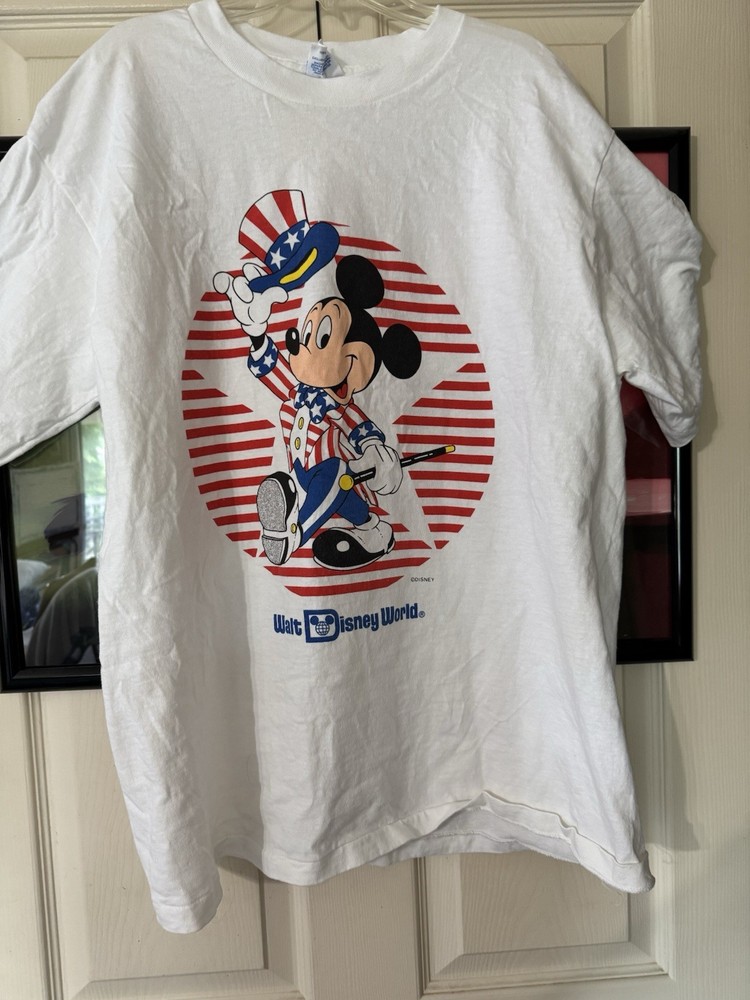 Walt Disney World Patriotic Mickey Mouse T-Shirt Vintage 1980s Size XL