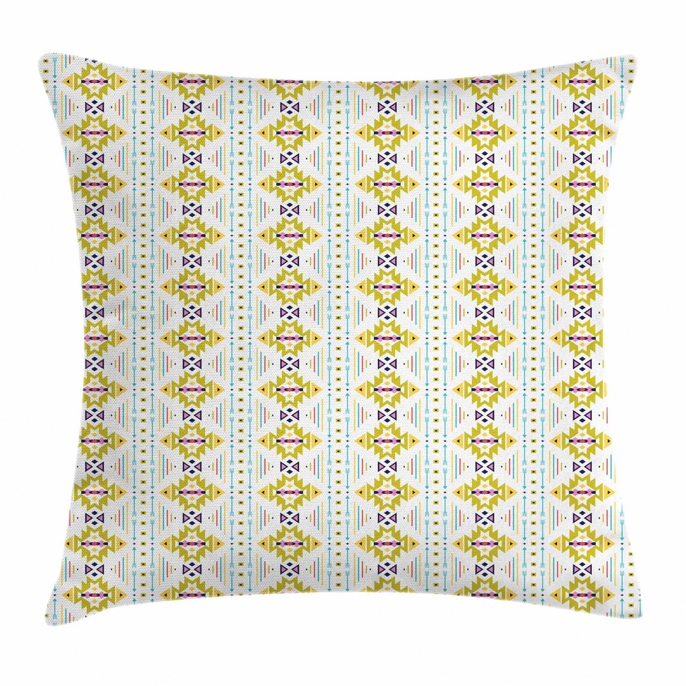 Ethnic Geometry Throw Pillow Cases Cushion Covers Home Decor 8 Sizes Ambesonne