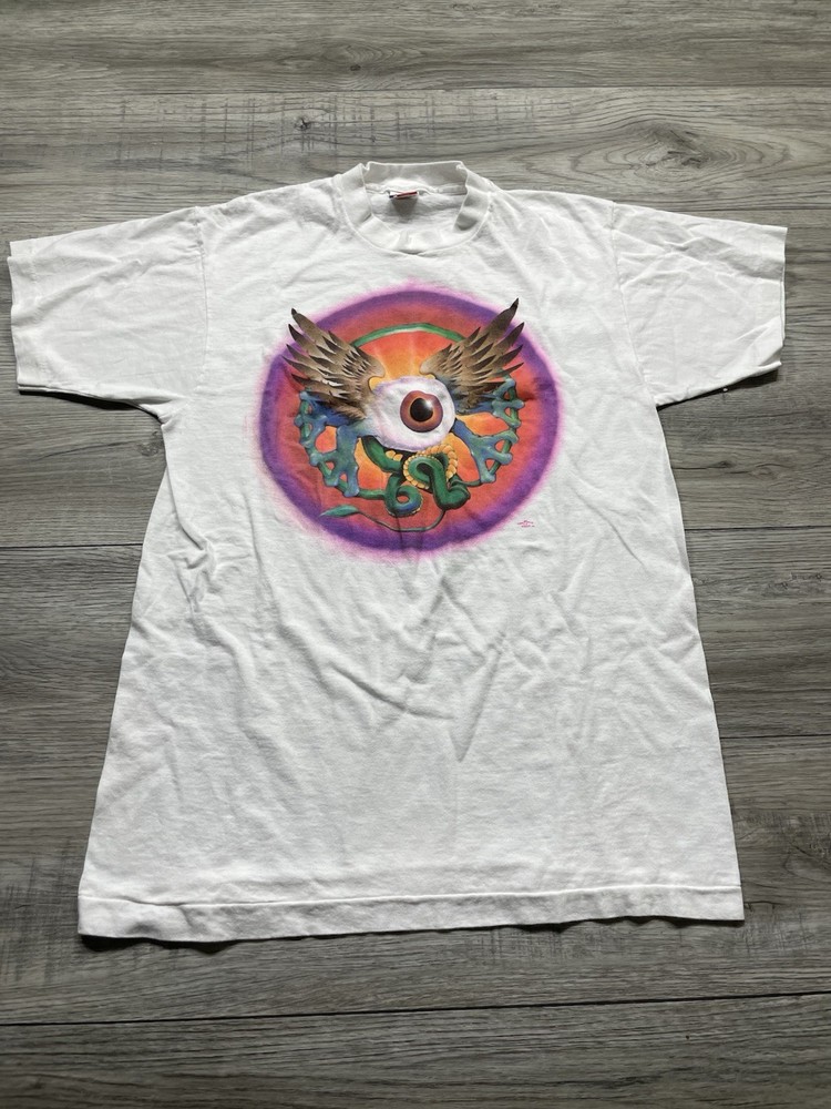 Vintage 1990s Stanley Mouse Flying Eyeball Tee Shirt Size Large White Graphic