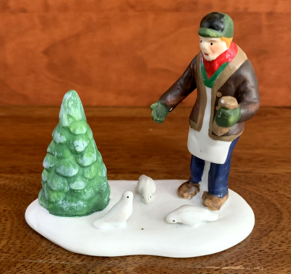 Lemax Retired 1998 Christmas Village Feeding The Pigeons Figurine
