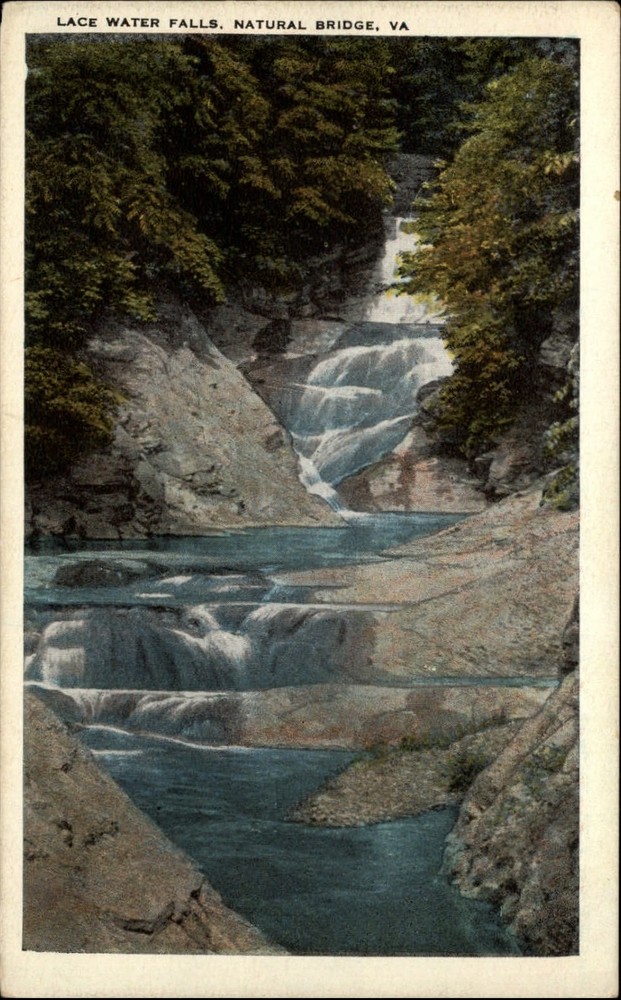 Natural Bridge Virginia Lace Water Falls scenic 1920s unused vintage postcard