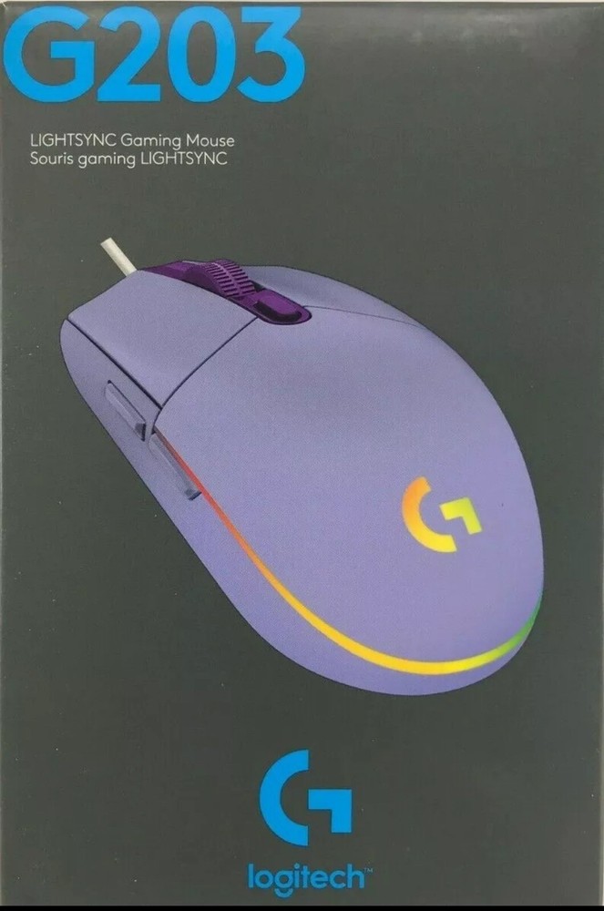 Logitech G203 LIGHTSYNC Lilac 6-Button 8000 DPI Gaming Mouse