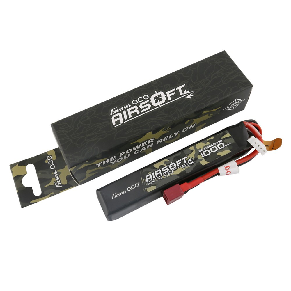 Gens Ace 25C 1000mAh 3S 11.1V Airsoft Battery With Deans Plug M4,CM16 SCAR-image