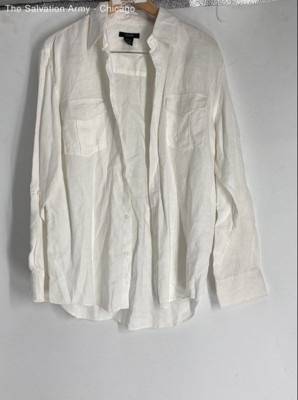 Cezani Mens White Collared Long Sleeve Pockets Button-Up Shirt Size Large