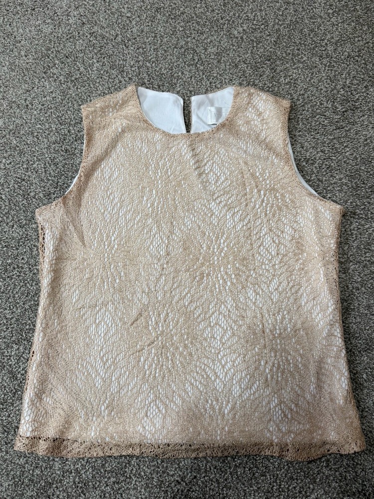 Vintage The Point  Lace Tank Top Womens Large Made In USA Sleeveless Layered