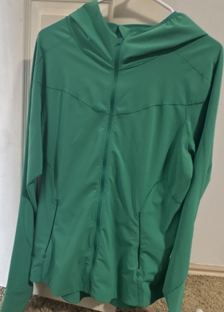 Lululemon Green Hooded Full Zip Track Jacket w/ Pockets Women’s Size 12