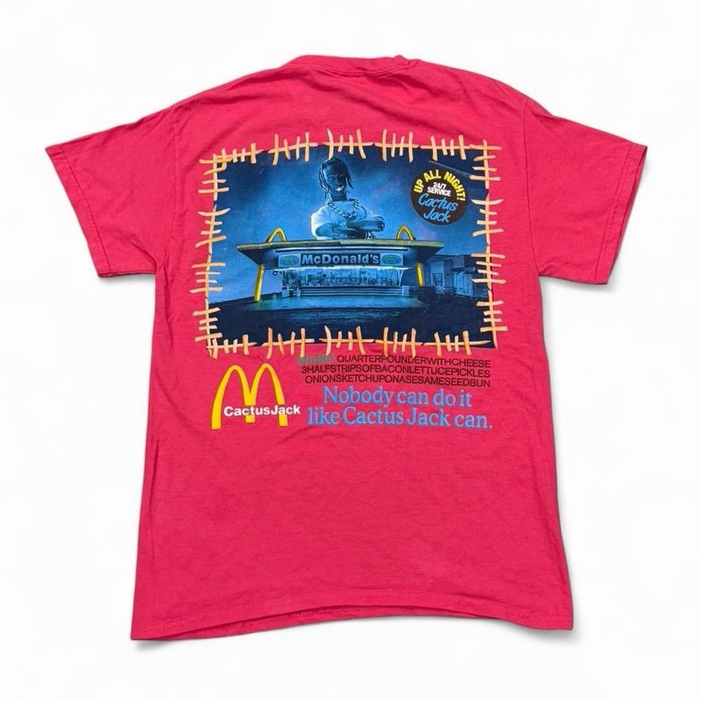 Cactus Jack McDonald's Pink Graphic Print Men's T-Shirt Size S Travis Scott